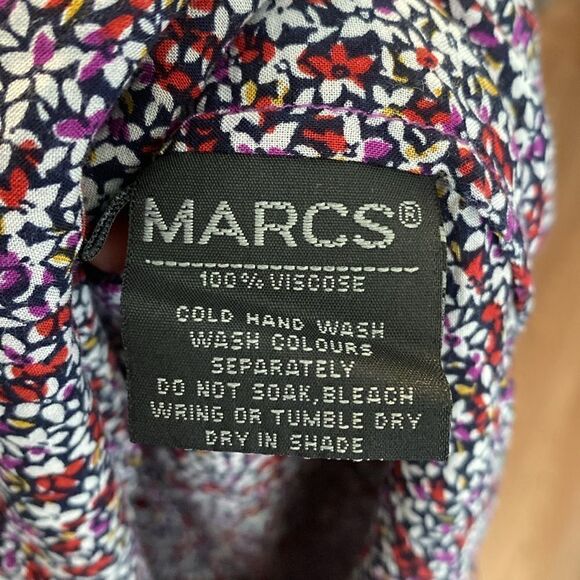 MARCS Navy Red and White Ditsy Mini Floral Dress Size Small - Picture 9 of 12